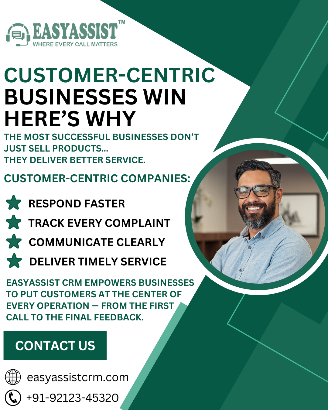 A centralized digital hub connecting various business departments—inventory, field service, sales, and support—into a single, unified EasyAssist dashboard.